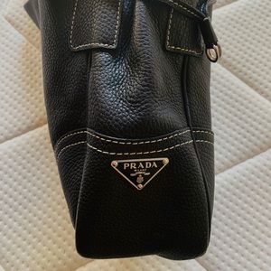 Vintage Navy Prada Leather Tote